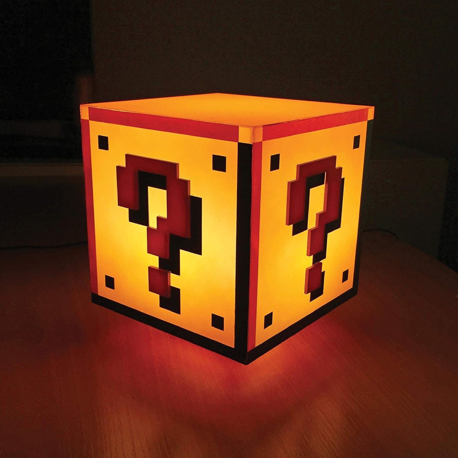 Paladone Lampion Super Mario Bros. – Lampe Fragezeichen-Block, Der ikonische Fragezeichen-Block als LED-Licht mit Soundeffekten | Lampions