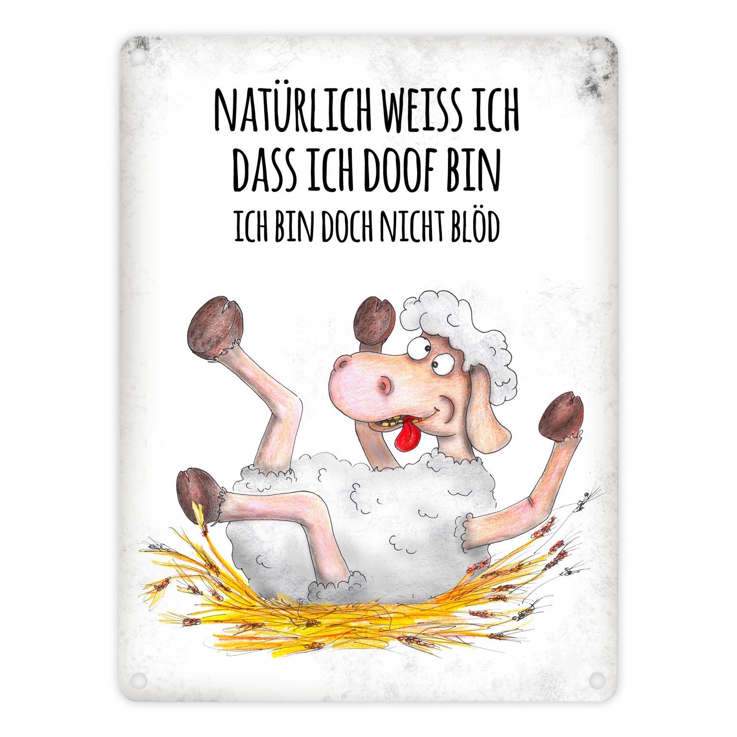 speecheese Metallschild Metallschild mit Schaf Motiv und Spruch