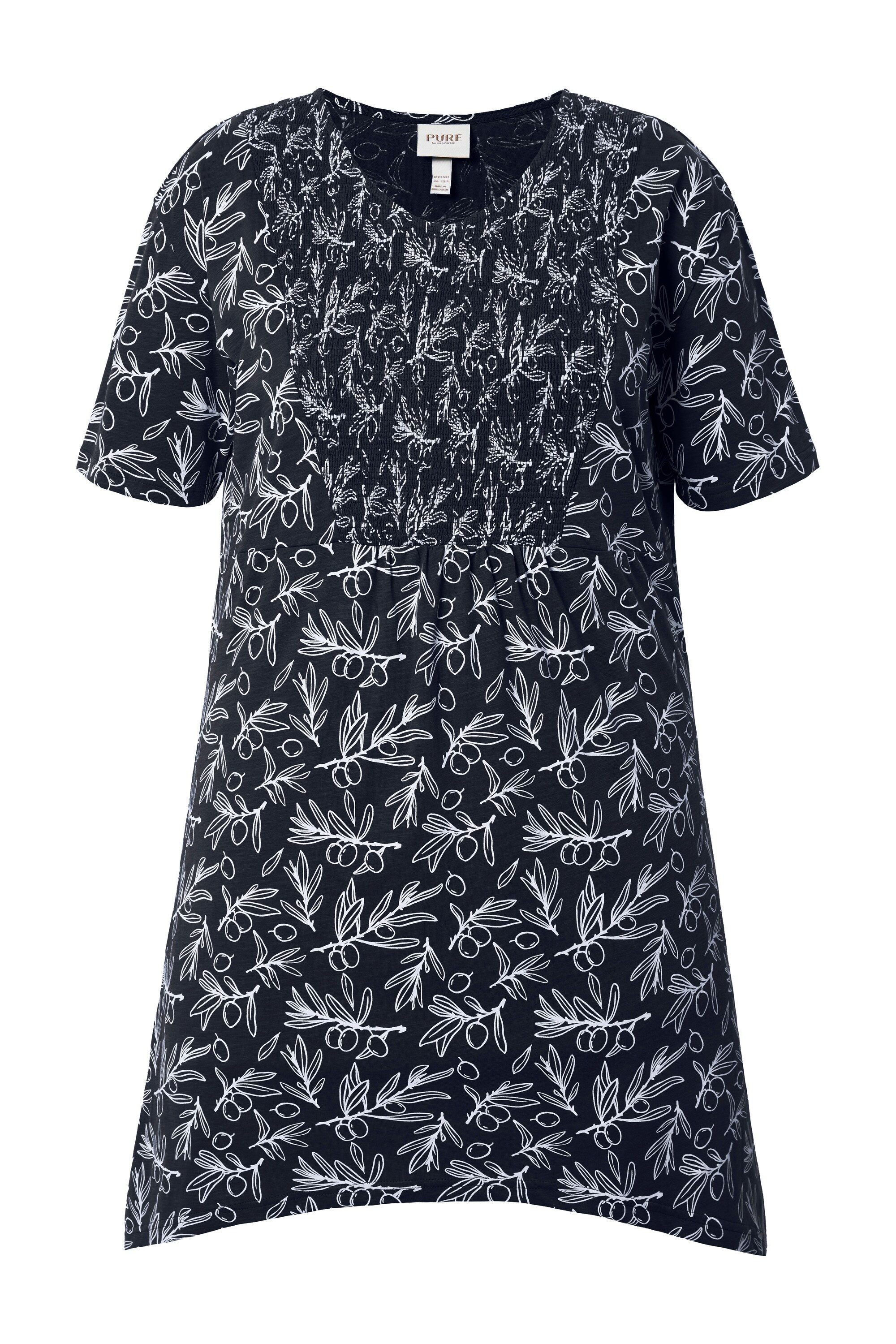 Ulla Popken Longshirt Longshirt A-Linie V-Ausschnitt Halbarm günstig online kaufen