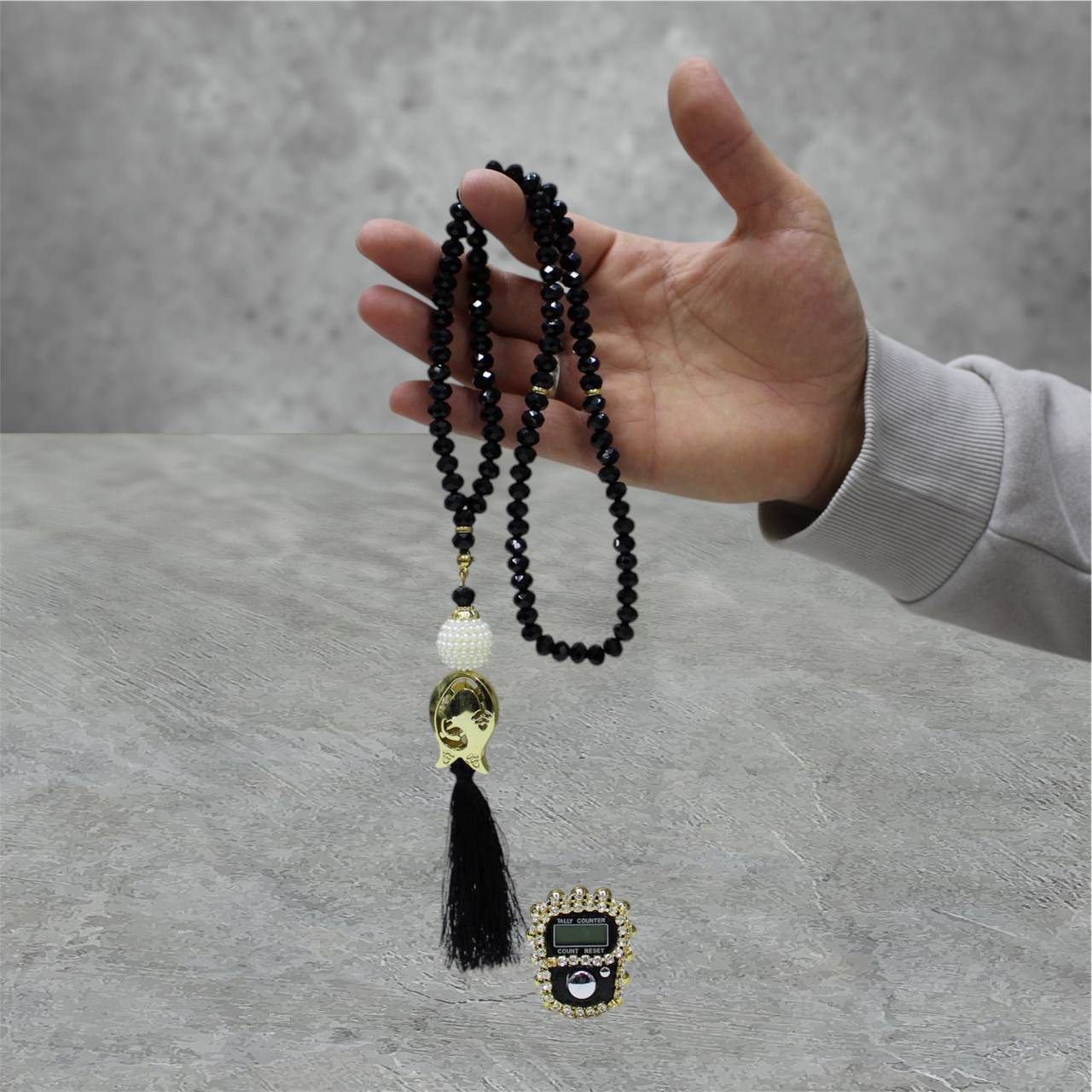 Aymasal Perlenketten-Set 2er Kristall 99 Gebetskette & Handzähler Strass Dh günstig online kaufen