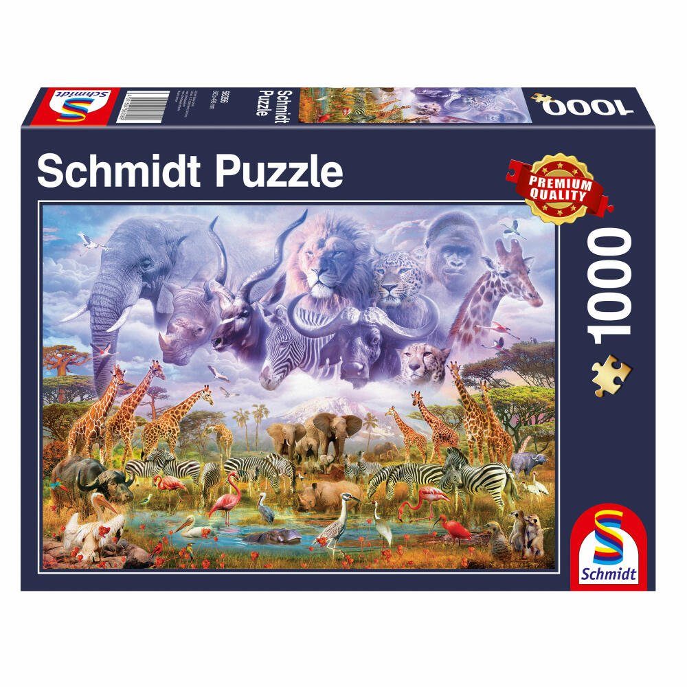 Schmidt Puzzleteile an Tiere der Wasserstelle, Puzzle Spiele 1000