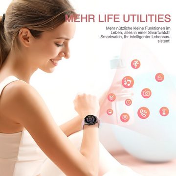 ombar Smartwatch Damen mit Telefonfunktion, HD Voll Touchscreen Smartwatch (1.32 Zoll) Fitness Tracker mit 8 Sport SpO2 Pulsuhr, Schlafmonitor Menstruationszyklus, Armbanduhr für iOS Android