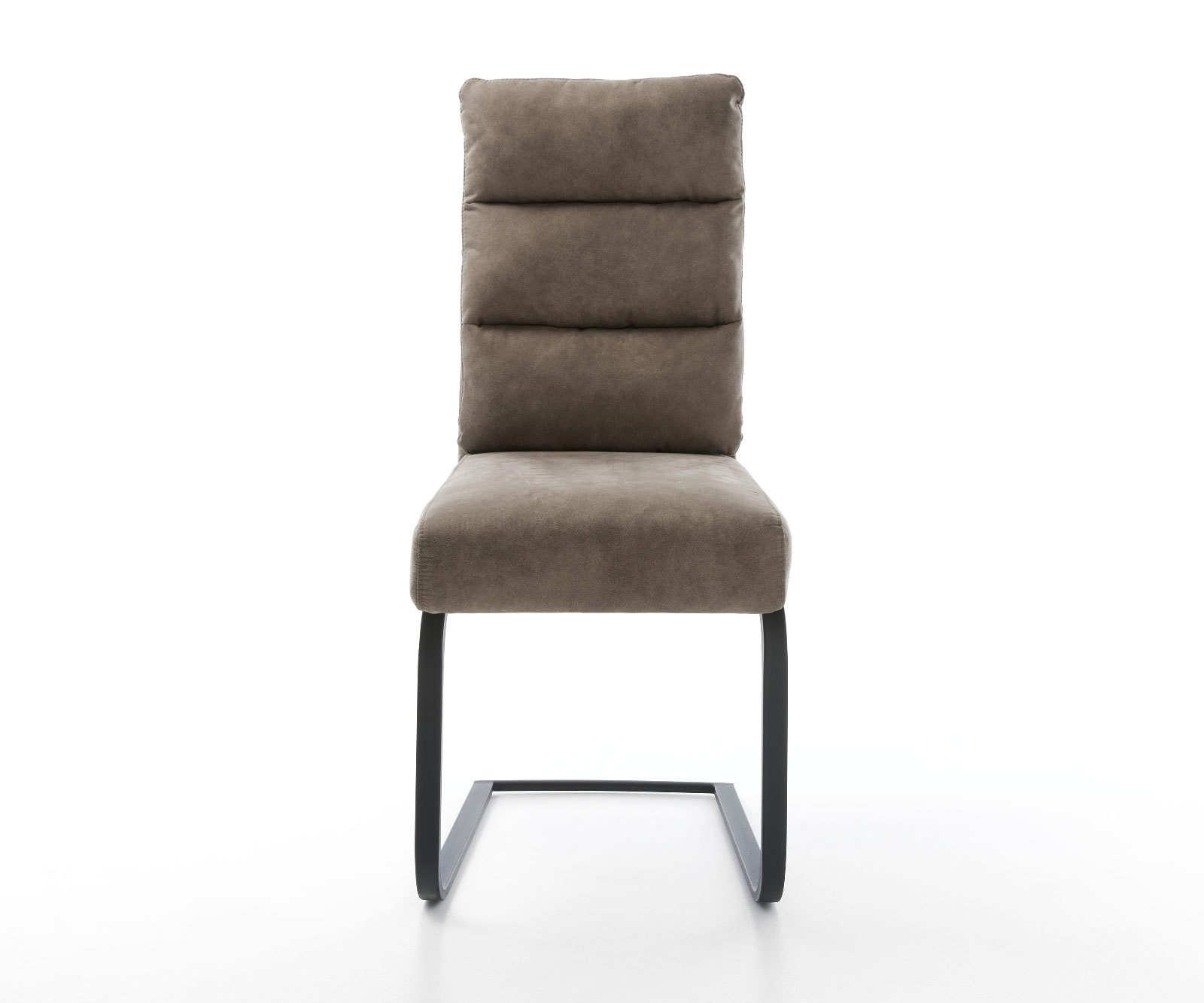 DELIFE Polsterstuhl Pela-Flex, Freischwinger flach Schwarz Mikrofaser Taupe Vintage Taschenfederkern