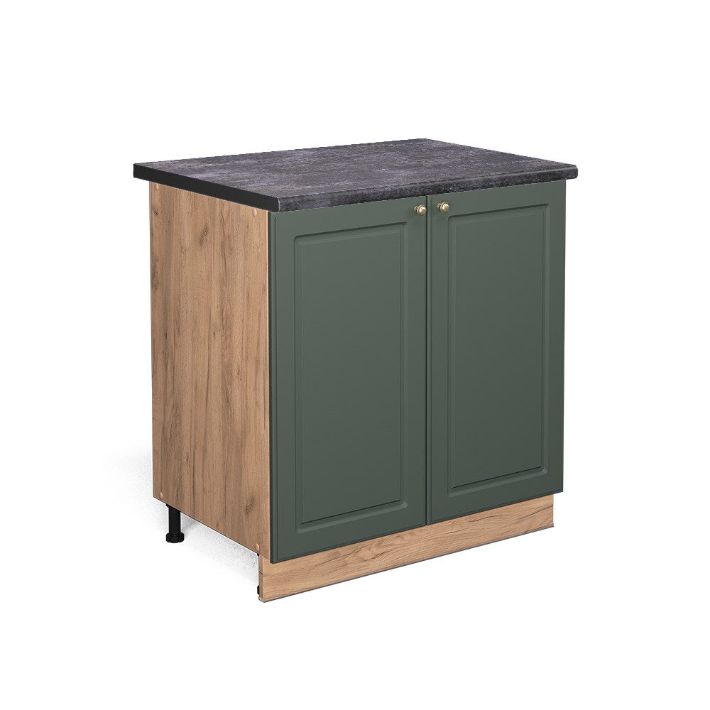 Vicco Spülenunterschrank Fame-Line, Grün-Gold Landhaus/Goldkraft Eiche, günstig online kaufen