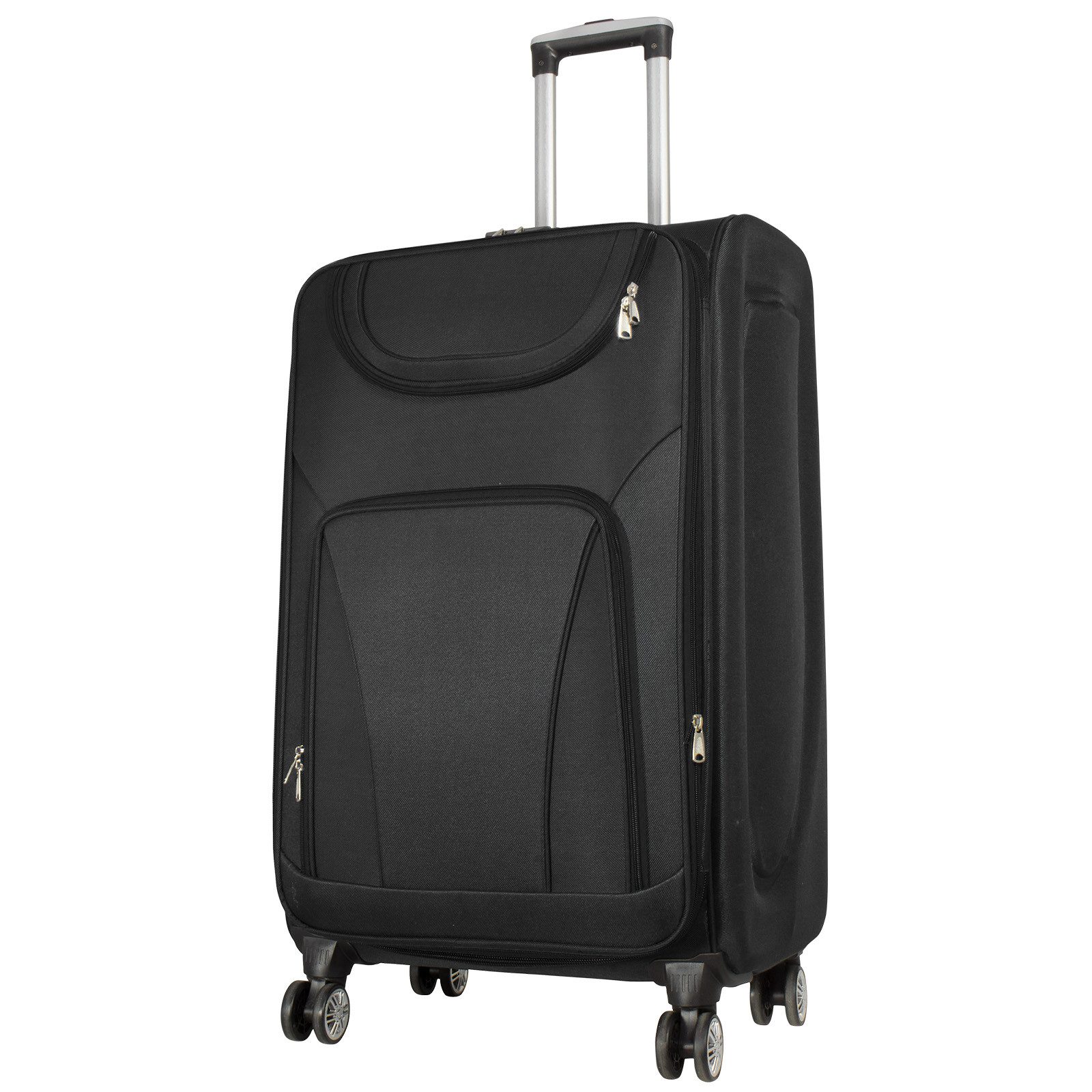 Trendyshop365 Weichgepäck-Trolley Maribor, 4 Größen, 4 Farben, 4 Rollen, Weichgepäck, Zwillingsrollen, Zahlenschloss, 2 Außentaschen, Dehnfalte