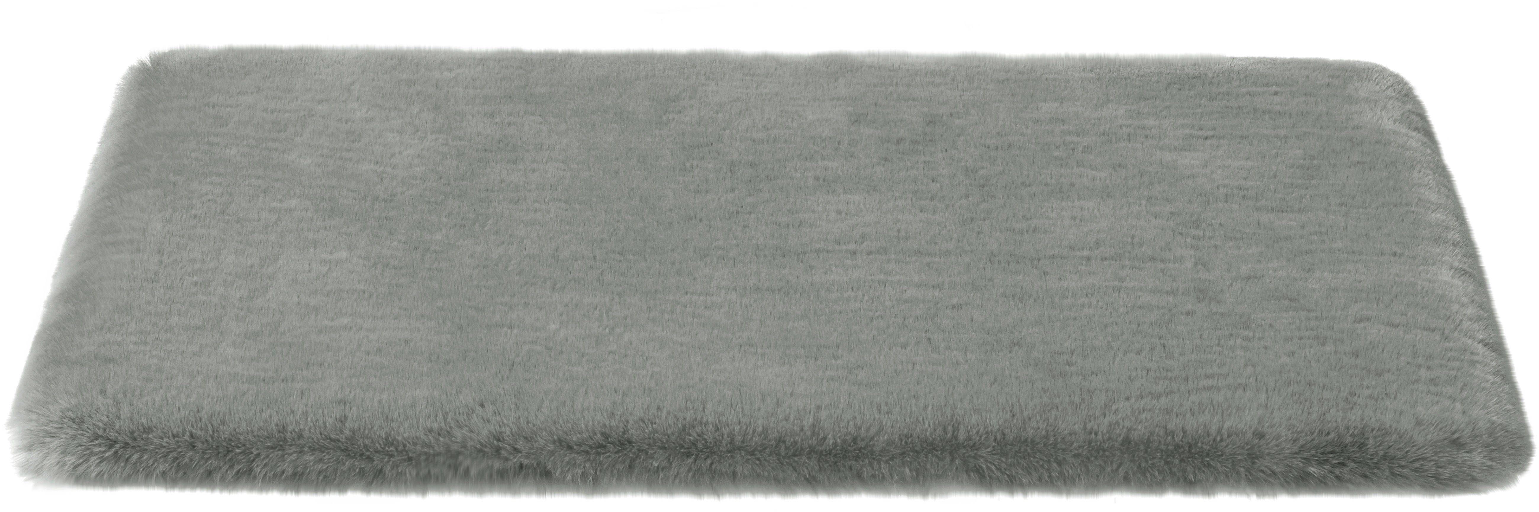 Badematte Ransol Leonique, Höhe 50 mm, fußbodenheizungsgeeignet, strapazierfähig, Polyester, rechteckig, Badteppich, Kaninchenfell-Haptik, rechteckig, rund & als 3-tlg. Set grau