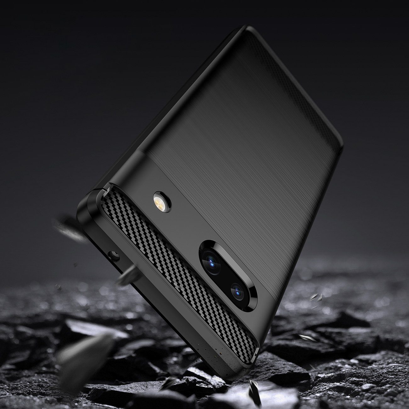 cofi1453 Bumper Carbon Case für Google Pixel 7a flexible Silikon-Carbon-Hülle schwarz