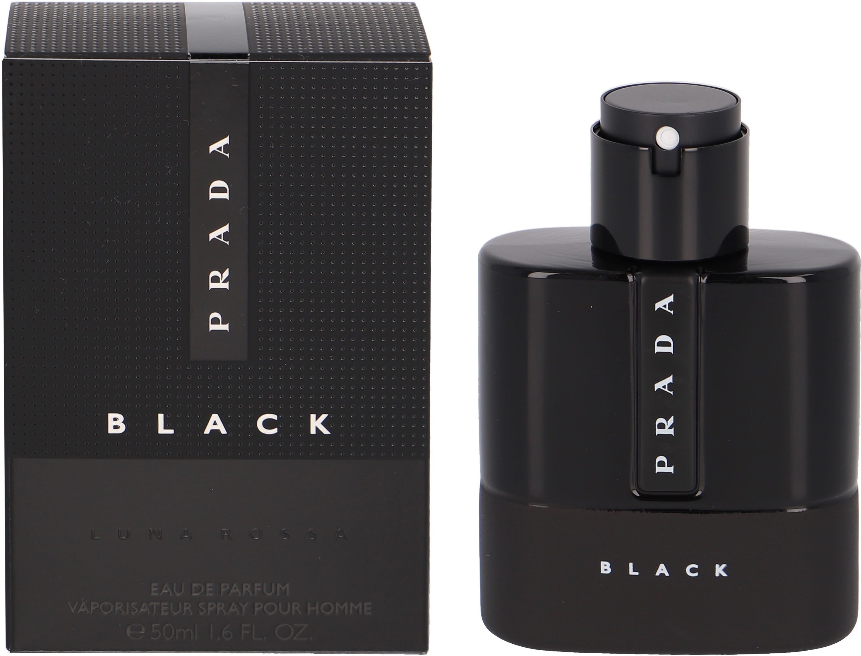 PRADA Eau de Parfum Prada Luna Rossa Black, Holzig-orientalischer Duft mit Bergamotte, Engelwurz und Moschus.