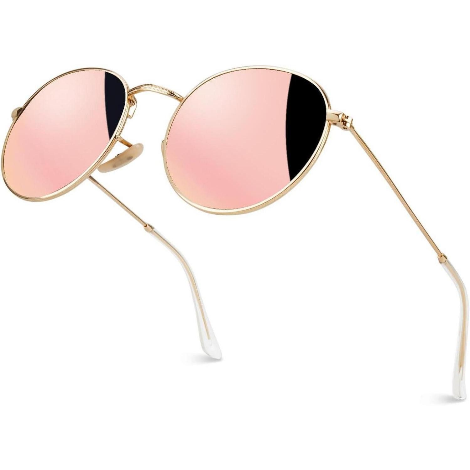 LuxusKollektion Retrosonnenbrille Sonnenbrille Retro Rund Polarisiert Gold Rosa (Gespiegelte Linse)