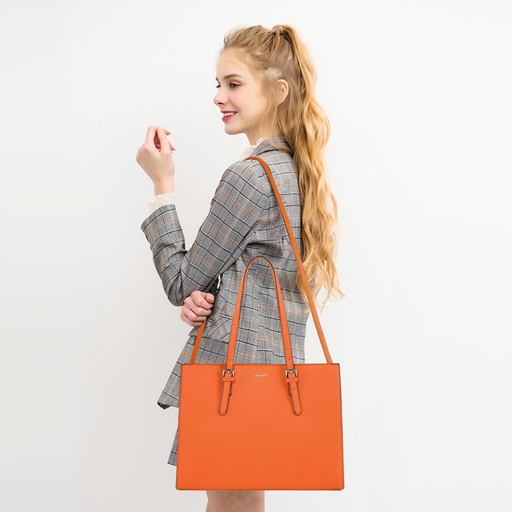 TAN.TOMI Aktentasche Große Business Handtasche Damen Leder Schultertasche Arbeit Schule, Bürotasche Damen 15 Zoll Notebooktasche mit 3 Fächern für Büro Schule