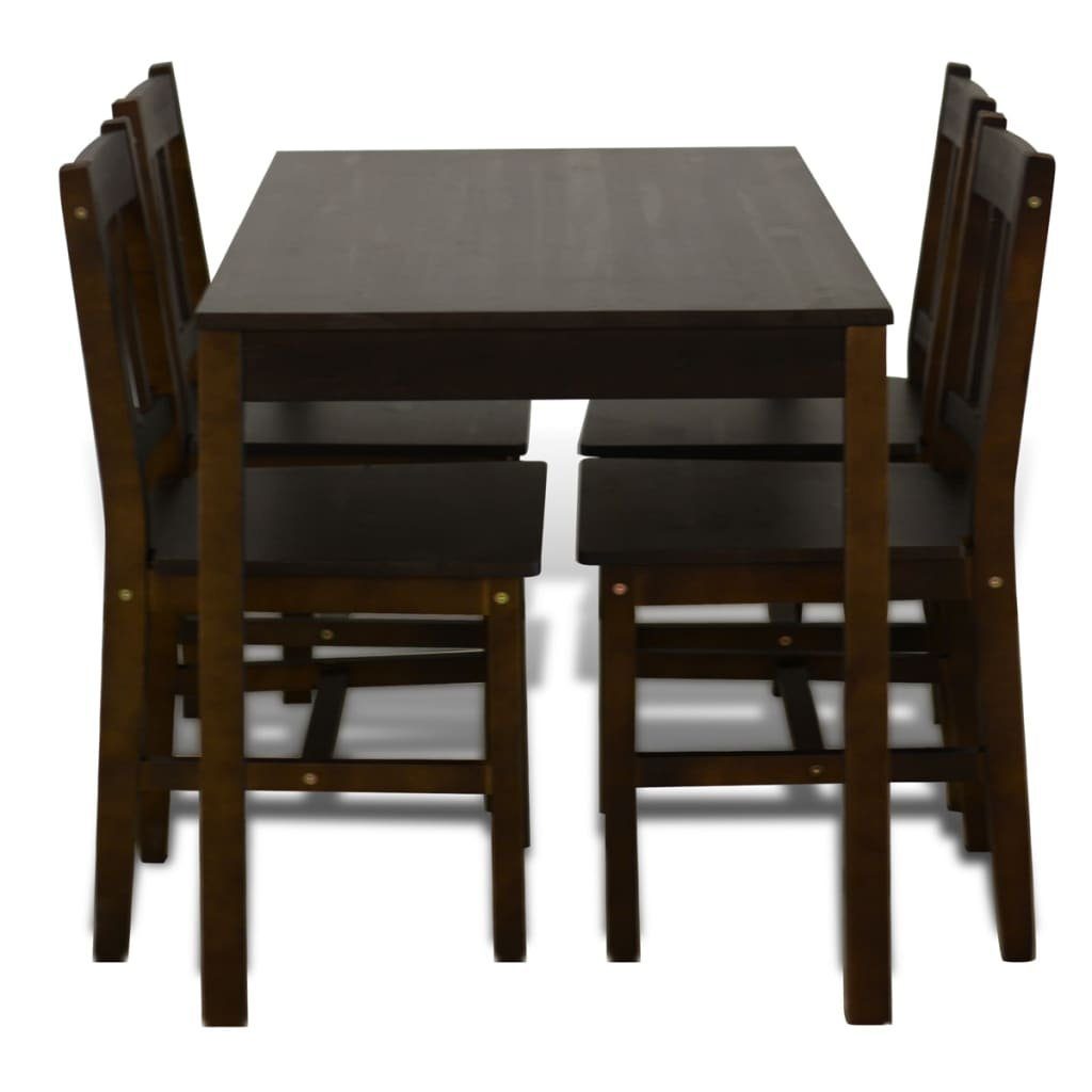 Kiefernholz, Sitzgruppe Esszimmerset Stühle),aus 4 (5-tlg., 1 Stabile Braun Tisch, DOTMALL