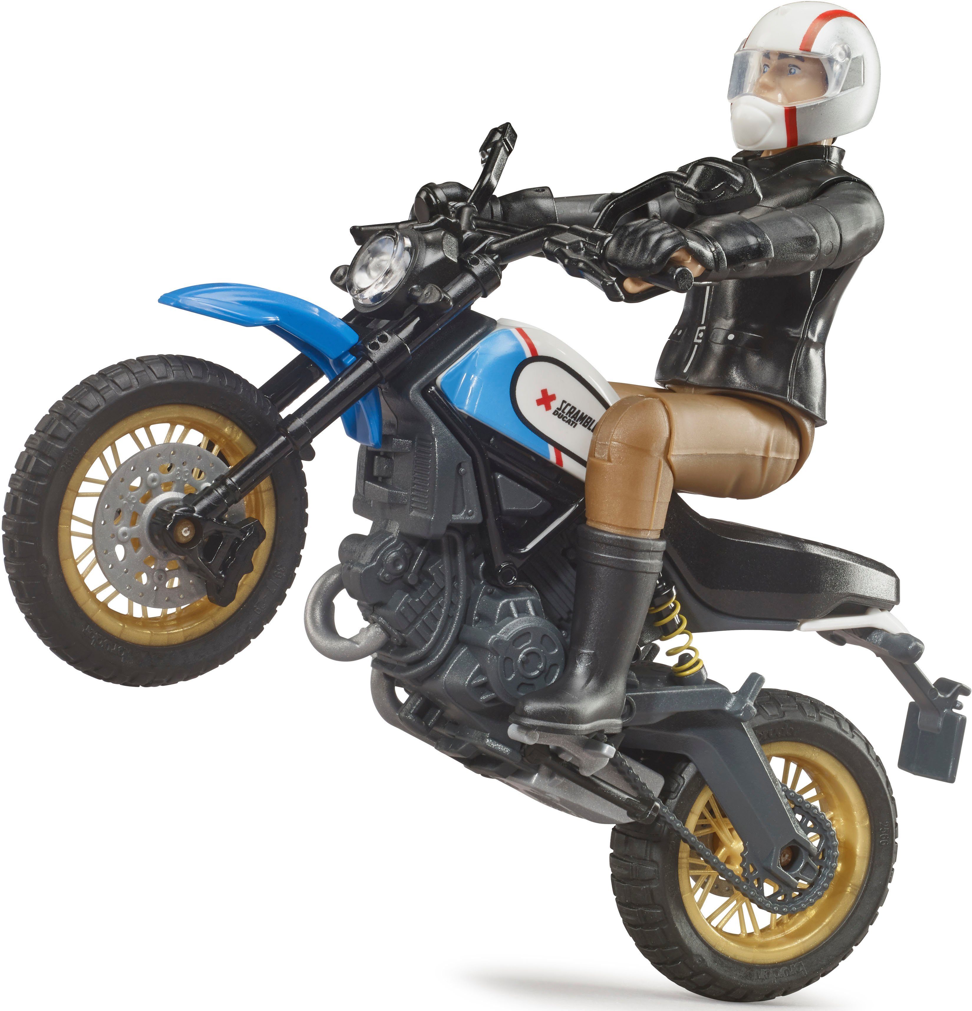Made Fahrer, ; Bruder® mit Sled Germany Ducati Spielzeug-Motorrad in Desert