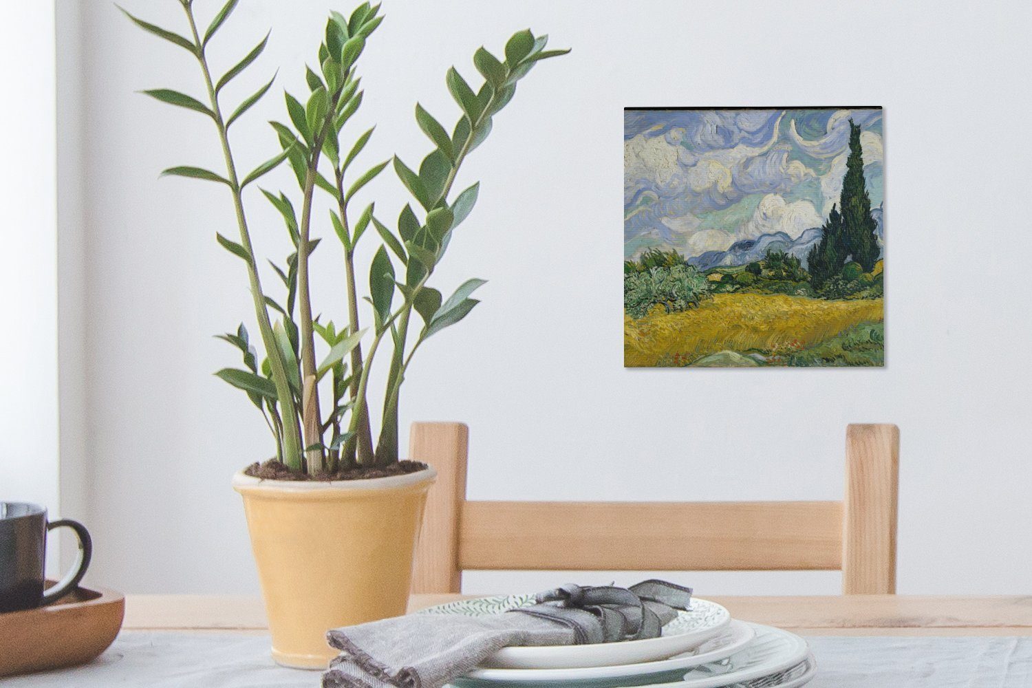 Bilder für (1 Schlafzimmer Leinwandbild Gogh, Vincent Leinwand van Wohnzimmer OneMillionCanvasses® Zypressen St), - mit Weizenfeld
