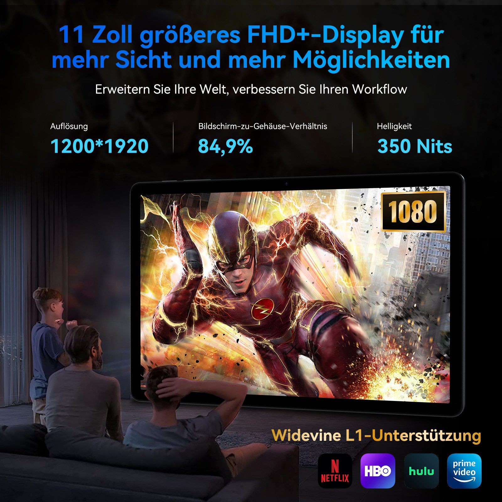 TABWEE T90 11" FHD Android 16 WiFi incl. Tastatur/Maus/Hülle Tablet (11", 128 GB, Android16, FHD Display, Android 16, KI-Unterstützung, mit Zubehör)