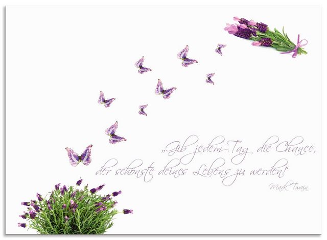 Artland Küchenrückwand »Lila Schmetterlinge an Lavendel«, (1-tlg), selbstklebend in vielen Größen - Spritzschutz Küche hinter Herd u. Spüle als Wandschutz vor Fett, Wasser u. Schmutz - Rückwand, Wandverkleidung aus Alu-Otto