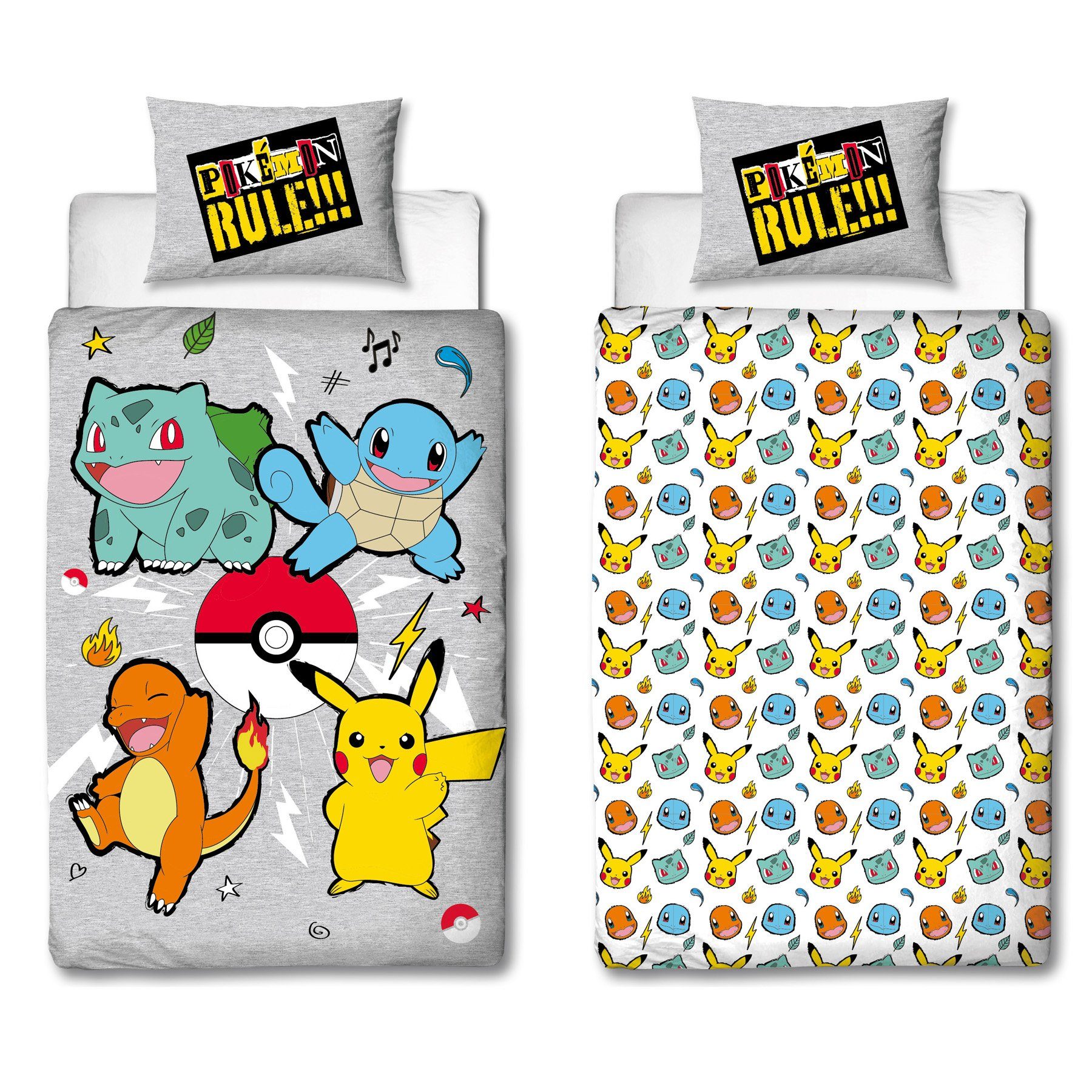 POKÉMON Bettwäsche Pokemon Pikachu Mikrofaser Bettwäsche Set, Mikrofaser, 2 teilig, 135/140 x 200 Deckenbezug 60x70cm Kissenbezug