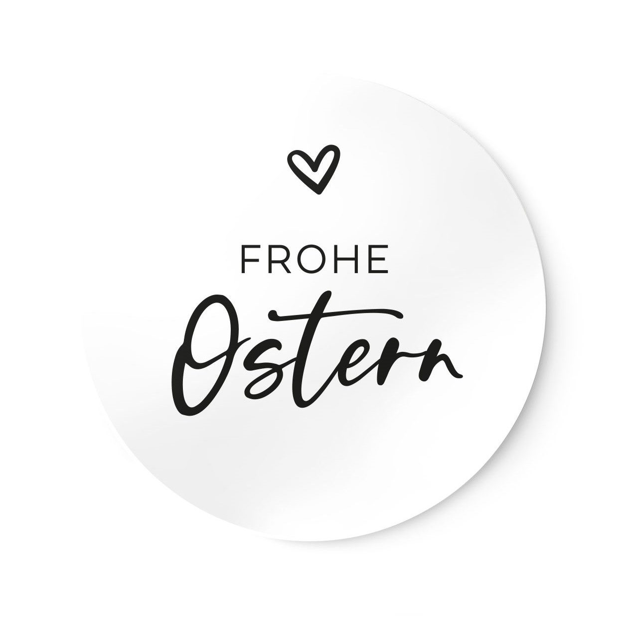 NORDEULE Aufkleber Frohe Ostern No.1, Runde Sticker in Schwarz-Weiß mit Herz, (40tlg), ideal für Ostergeschenke, Verpackung, Briefpost