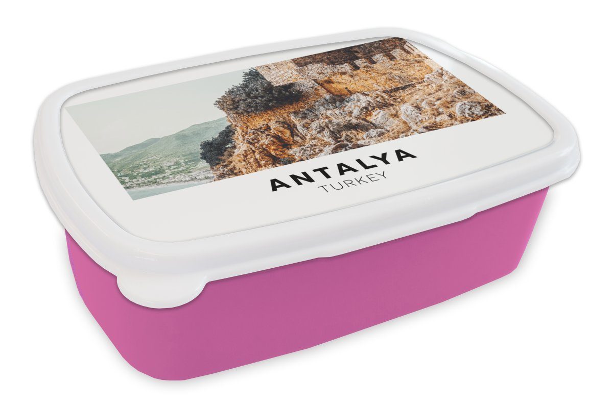 MuchoWow Lunchbox Türkei - Natur - Steine, Kunststoff, (2-tlg), Brotbox für Erwachsene, Brotdose Kinder, Snackbox, Mädchen, Kunststoff rosa
