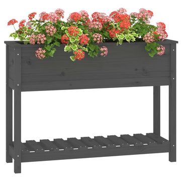 vidaXL Blumentopf Pflanzkübel mit Ablage Grau 111,5x34,5x81 cm Massivholz Kiefer (1 St)