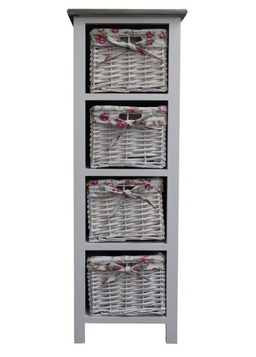 elbmöbel Nachtschrank »Regal mit Körben weiß Holz« Regal: 4
