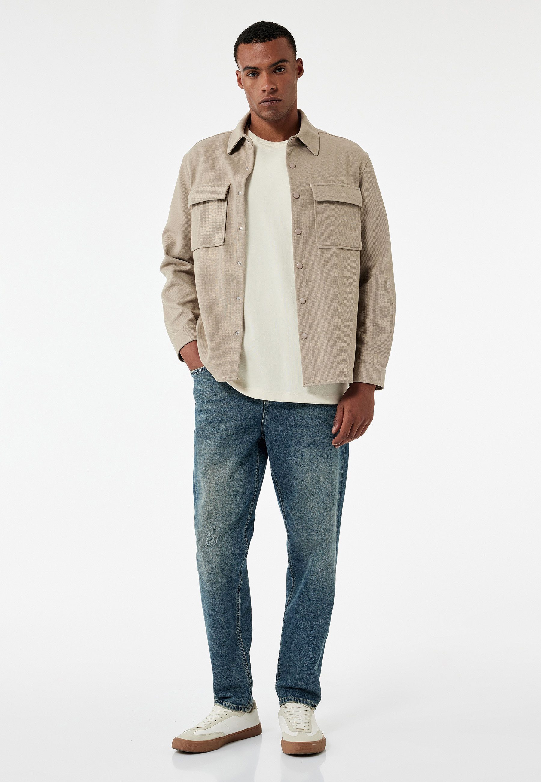 3/4-Jeans Normale Leibhöhe Tapered Regular-fit-Jeans