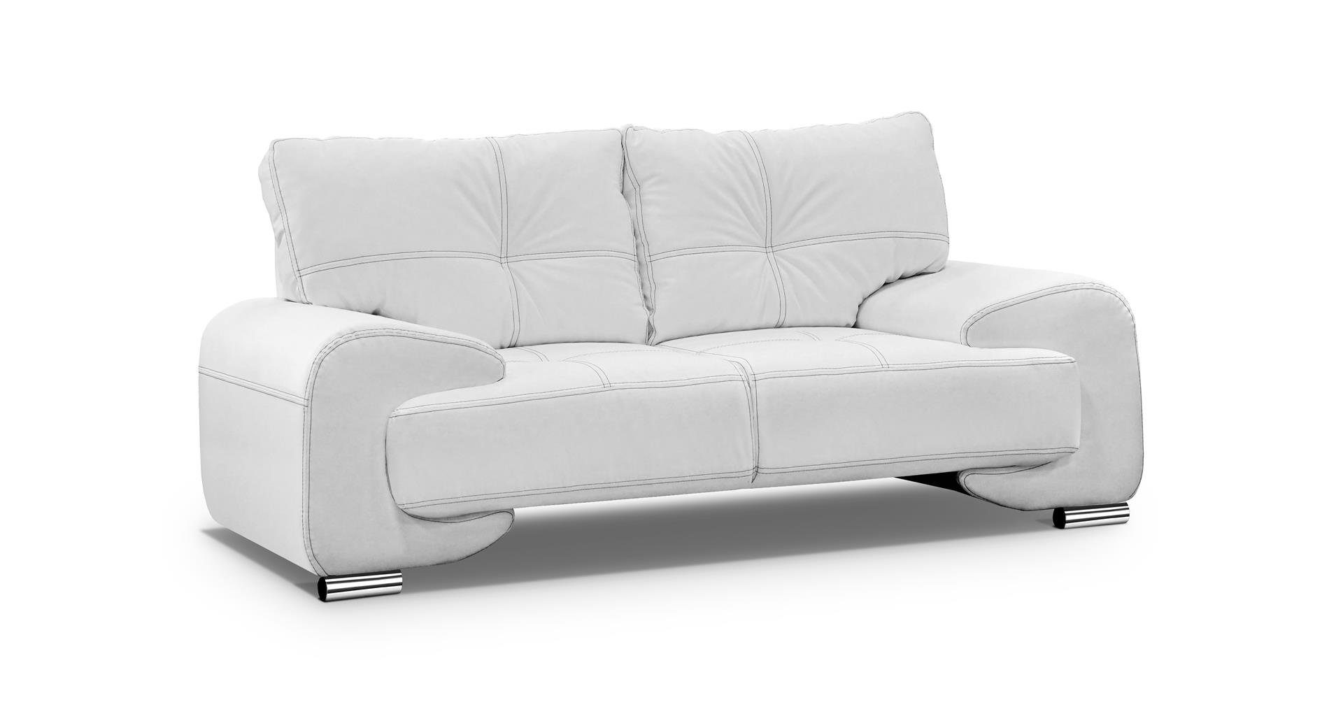 Beautysofa 2-Sitzer Zweisitzer Sofa Couch OMEGA Neu Weiß (dolaro 511)