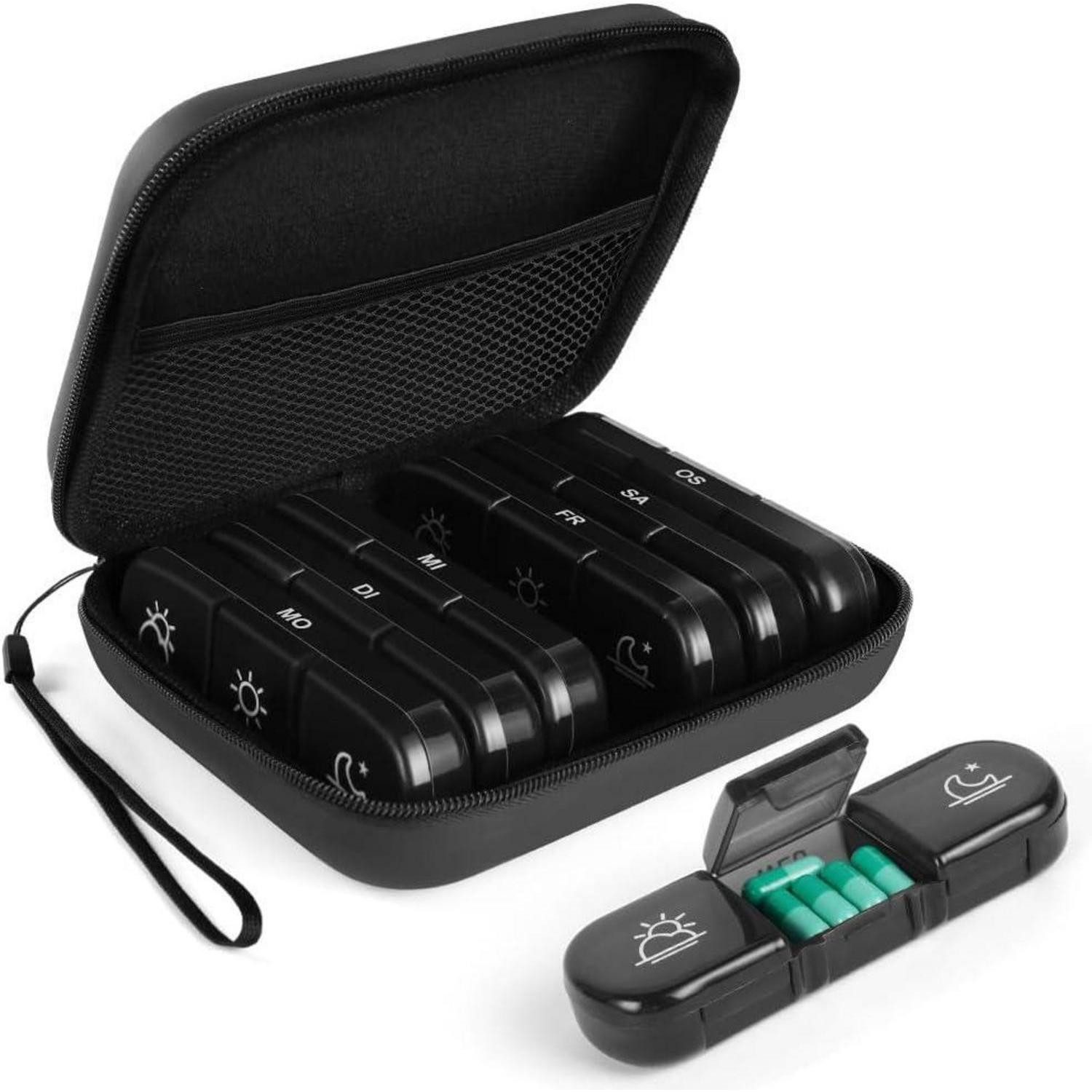 ACWOO Pillendose Tablettenbox 7 Tage 3 Fächer Medikamentenbox BPA frei