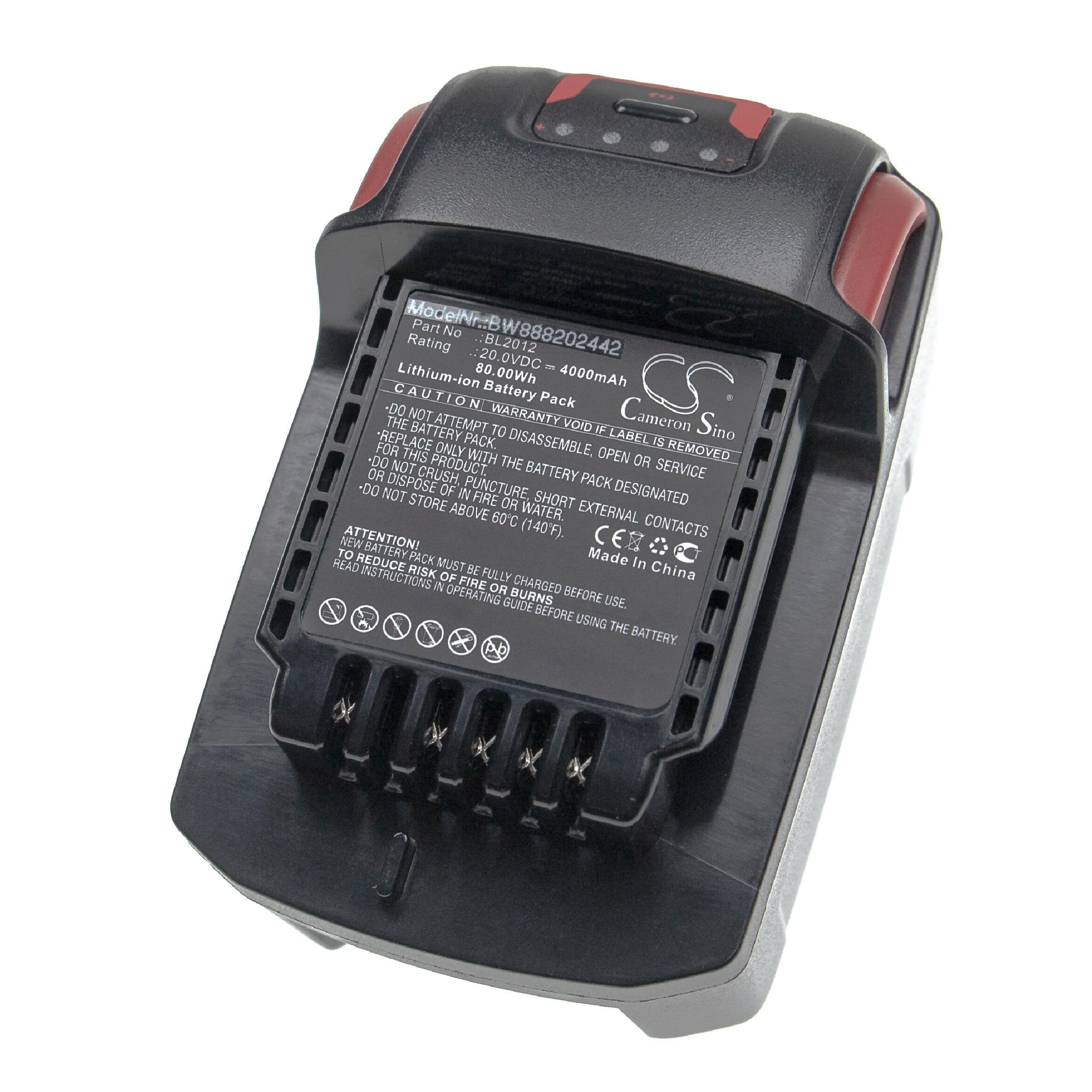 vhbw Ersatz für Ingersoll Rand BL2022, BL2012, BL2010 für Akku Li-Ion 4000 mAh (20 V)