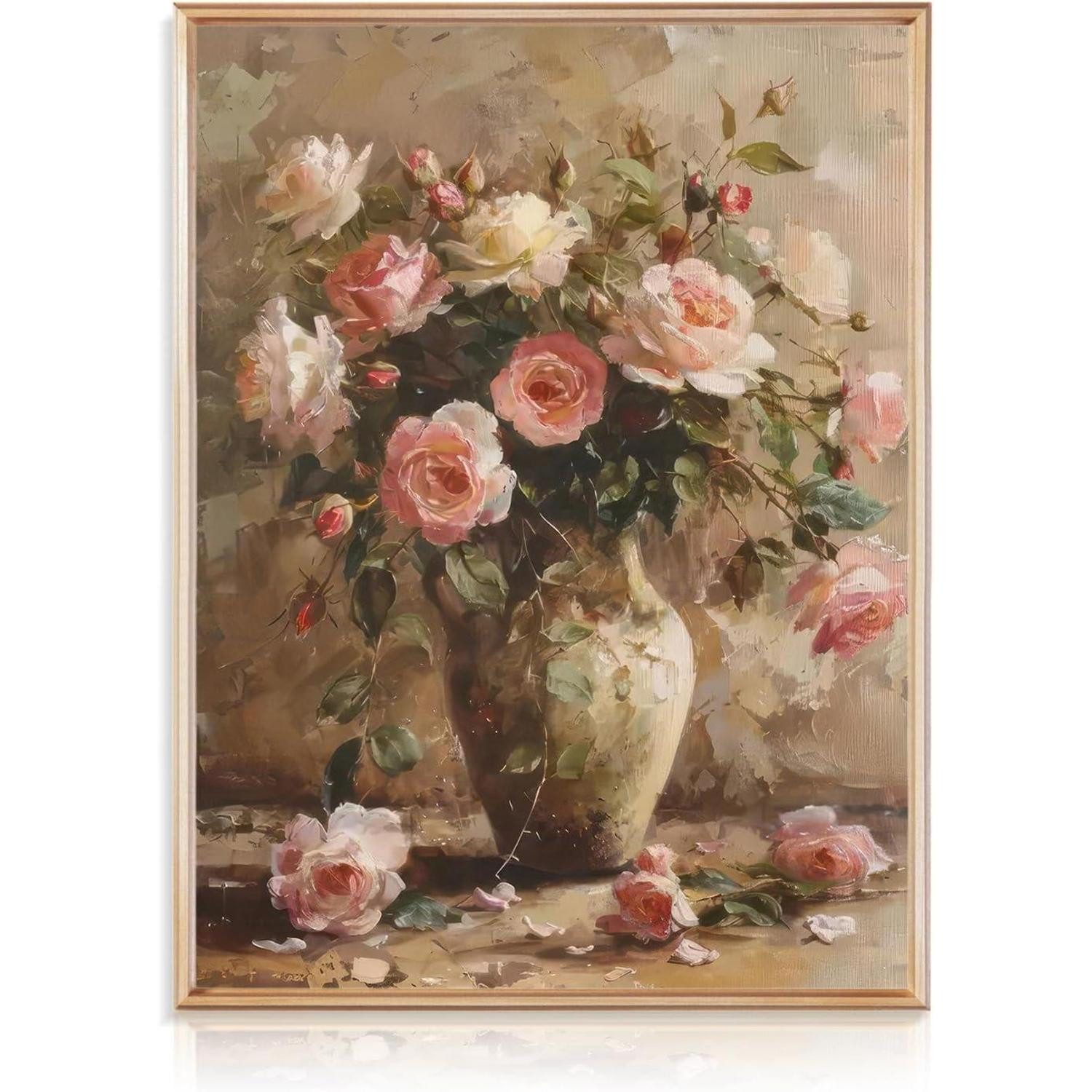 Dazzlewall Leinwandbild Vintage Blumen Leinwand Bild 30x40 cm für Badezimme günstig online kaufen