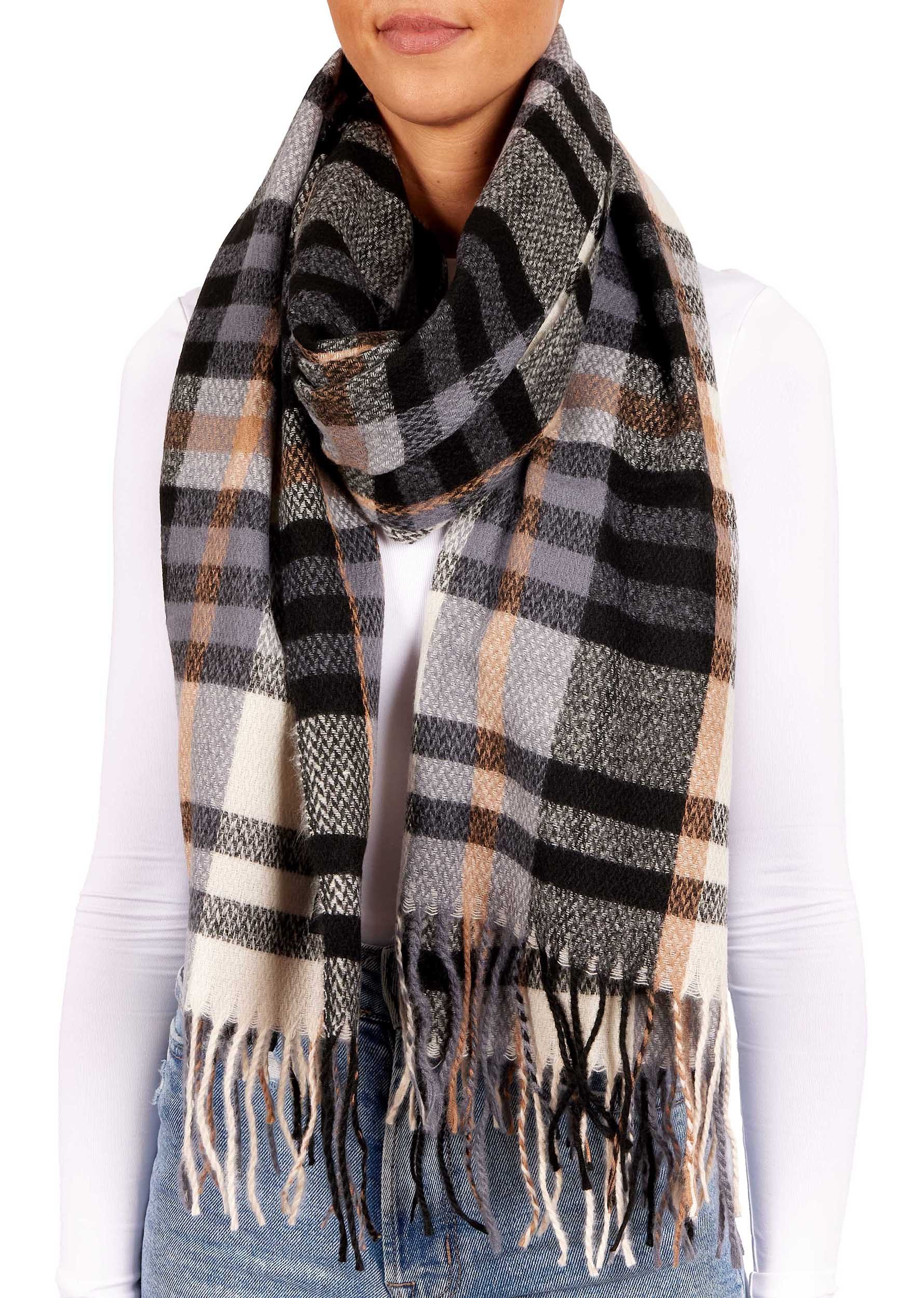 BRUBAKER Schal Cashmirillo Schal Kariert für Damen und Herren - 70 x 200 cm, (Herbstschal Winterschal mit weichem Kaschmir-Gefühl, 1-St), Warm, Kuschelig und Oversized - Damenschal für Herbst und Winter