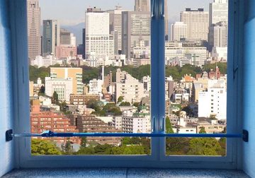 ALLEGRA Stützelement Sicherungsstange 65 - 115 cm (blau), für Fenster, Türen, Balkon