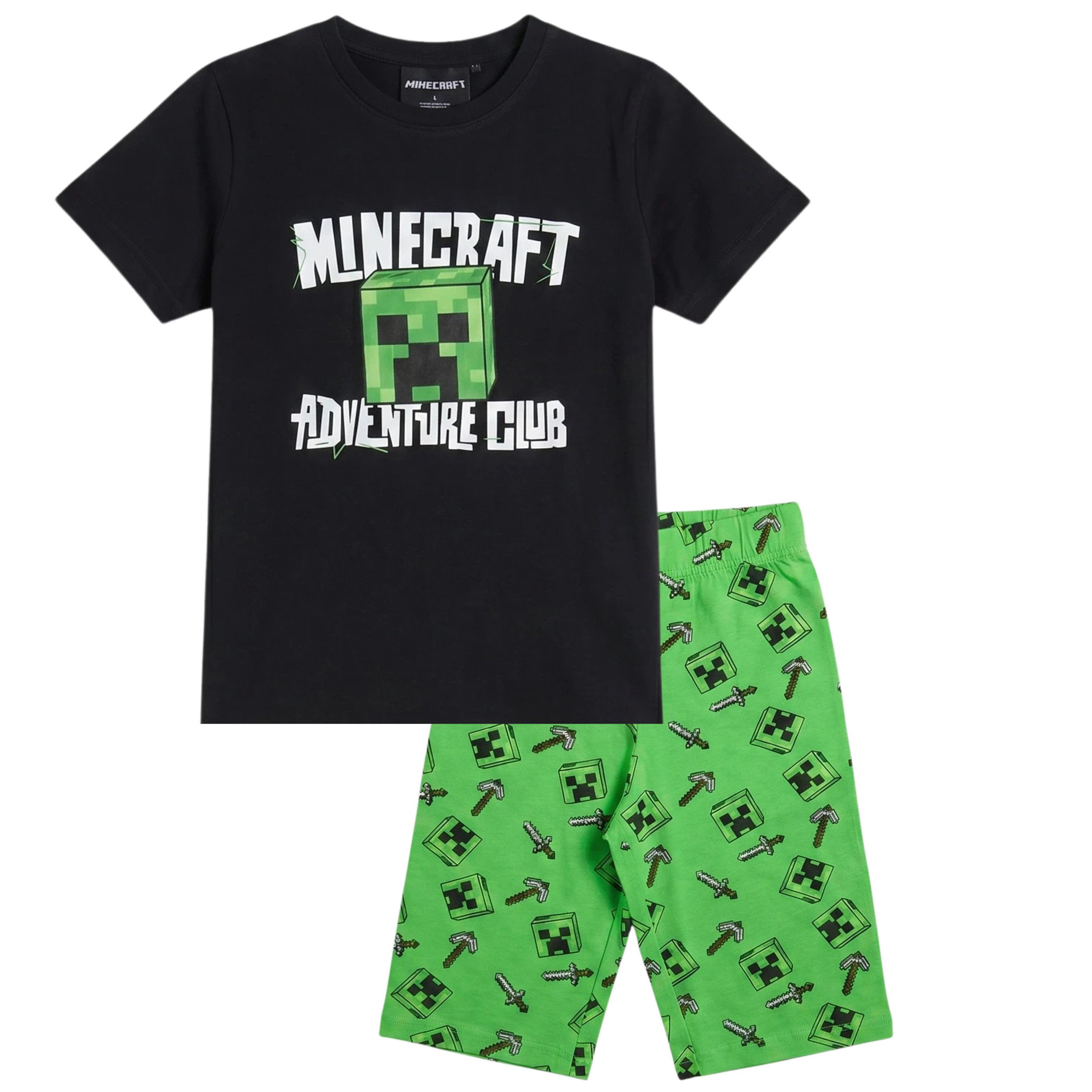 Schlafanzug Minecraft Kinder Pyjama kurzer Schlafanzug Creeper