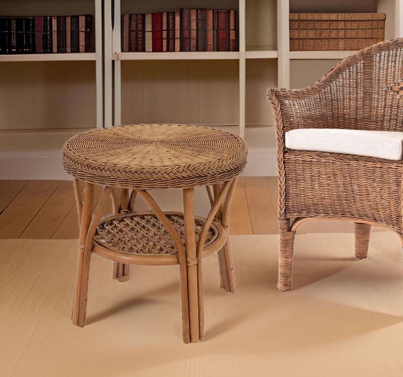 Krines Home Wohnzimmertisch Rattan Beistelltisch Rund günstig online kaufen