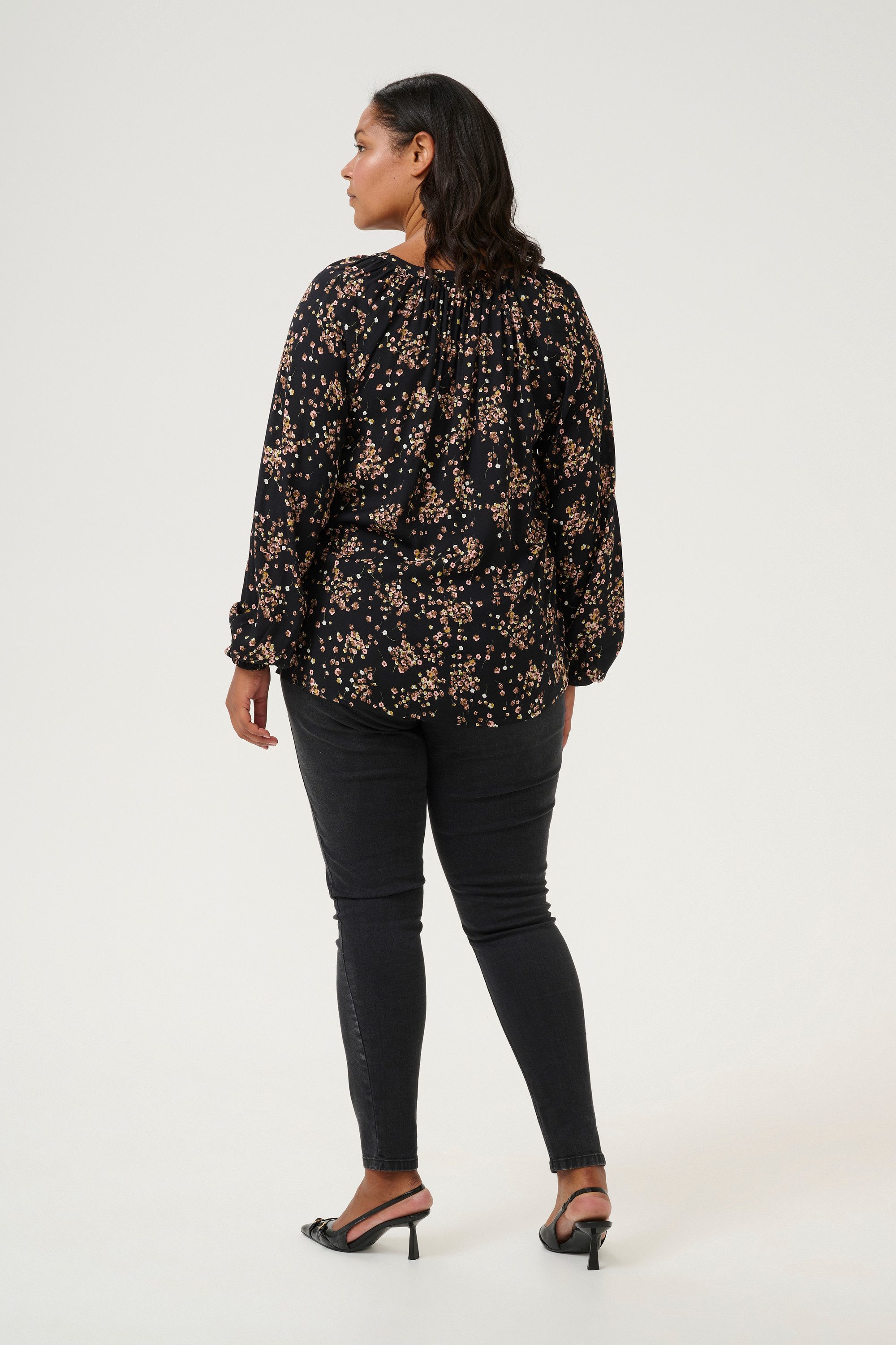 KAFFE Curve Langarmbluse Langarm-Bluse KCnadia Große Größen