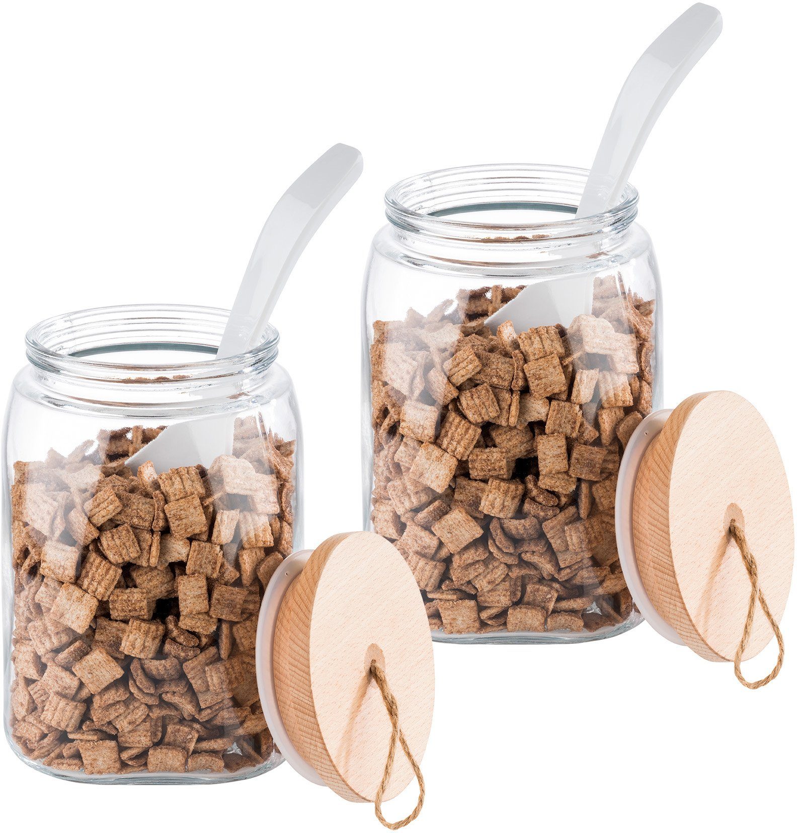 APS Vorratsglas Woody, Glas, (Set, 2-tlg), inkl. Holzdeckel, 2,5 Liter