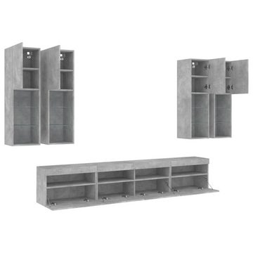 vidaXL TV-Schrank 7-tlg. TV-Wohnwand mit LED-Leuchten Betongrau (1-St)