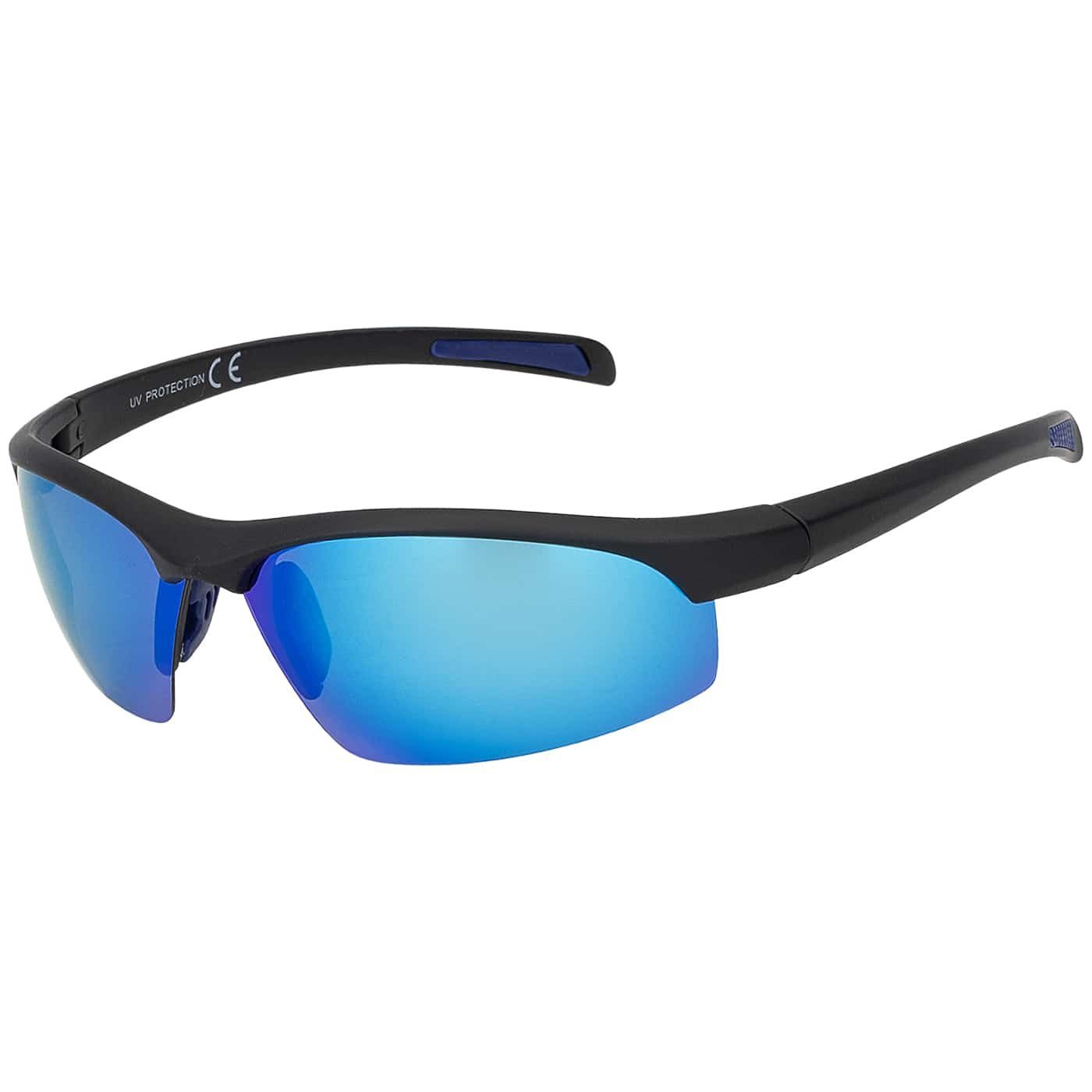 (1-St), Unisex BEZLIT Sonnenbrille, roten grünen, Eyewear schwarzen Linsen und blauen Sportliche Designer Sportbrille mit