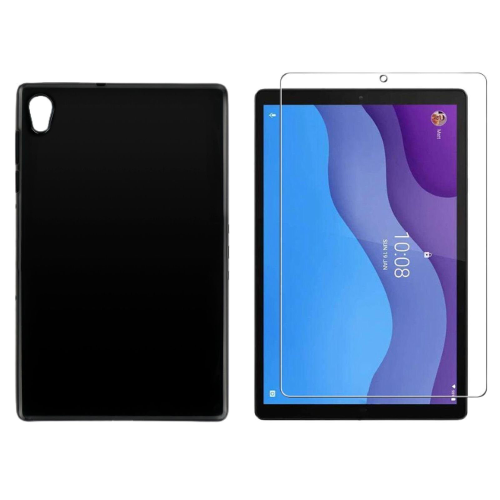 Lobwerk Tablet-Hülle 2in1 Set (Hülle + Glas) für Lenovo Tab M10 2nd 2020 TB-X306F TB-306X 1, Sturzdämpfung, Flexibel, Waschbar