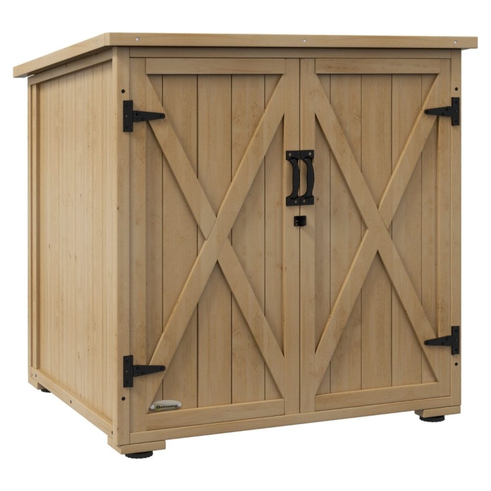 CHICFURN Gartenbox Outdoor-Aufbewahrungsbox 77,5x88x90cm mit Asphaltdach aus Holz (Outdoor Aufbewahrungsbox Gartenbox Kissenbox, 1 St., Wetterbeständige Kissenbox für Garten & Balkon), Praktische Gartenbox als Auflagenbox & Geräteschrank