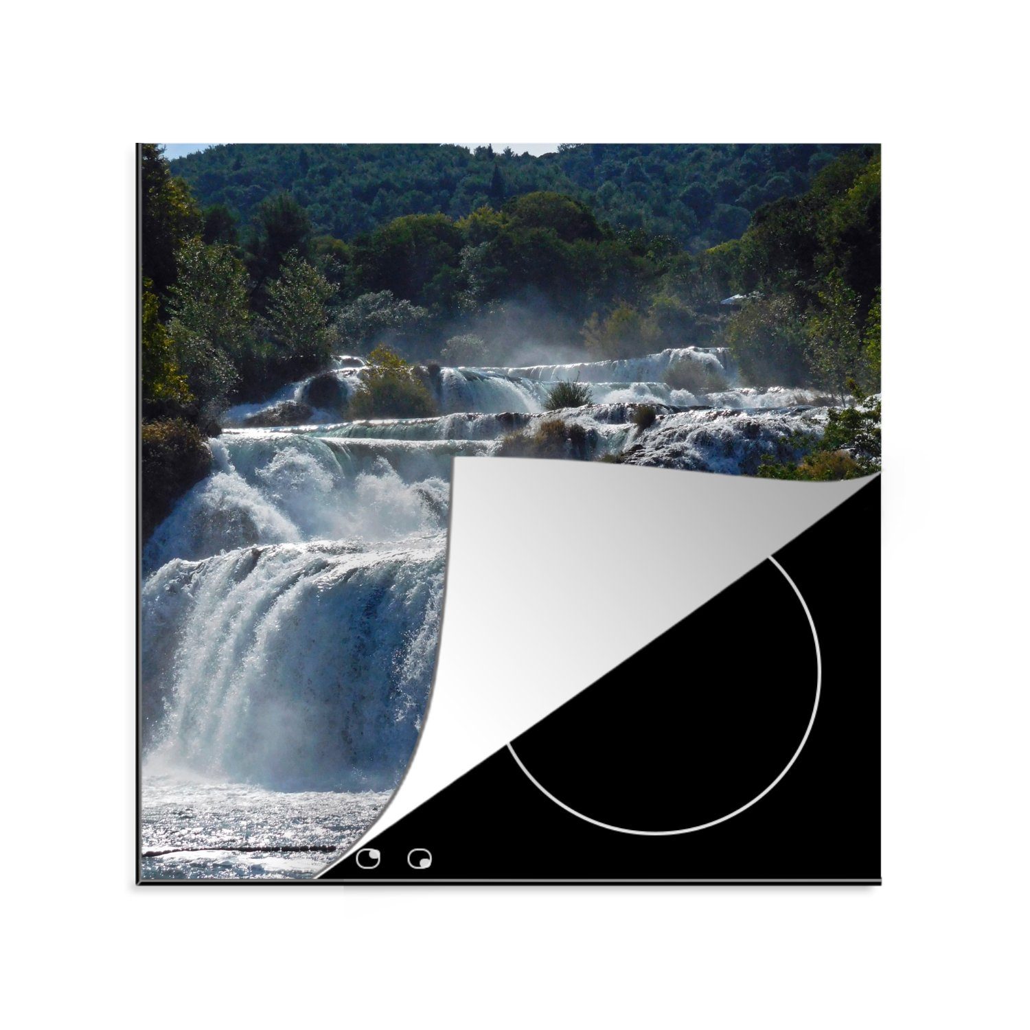 MuchoWow Herdblende-/Abdeckplatte Gestapelte Wasserfälle in den Flüssen des Krka-Nationalparks in, Vinyl, (1 tlg), 78x78 cm, Ceranfeldabdeckung, Arbeitsplatte für küche