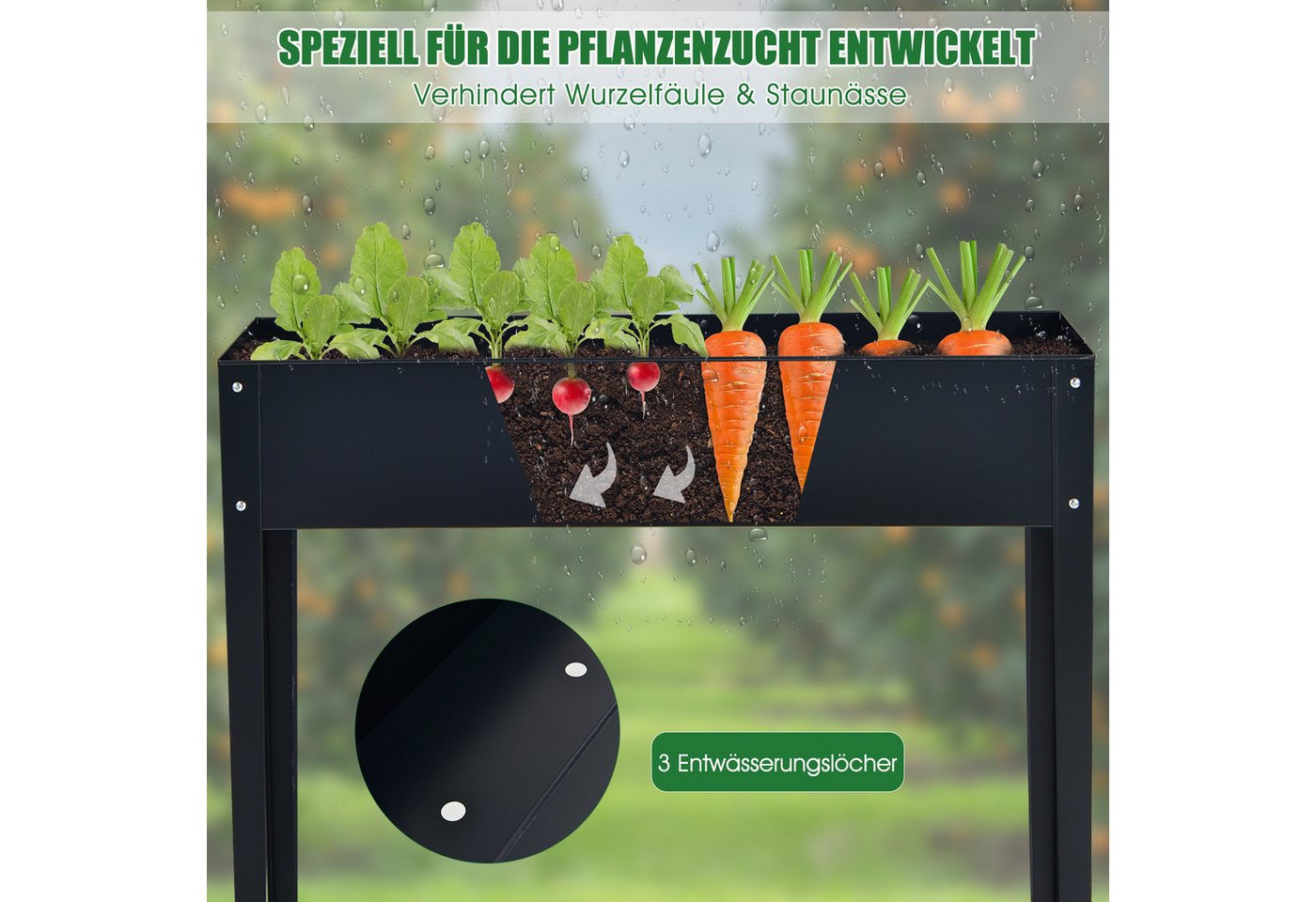 Thumbnail - COSTWAY Hochbeet (1 St), Pflanzkasten, Blumenbeet, Blumenkasten, 100x30x80cm