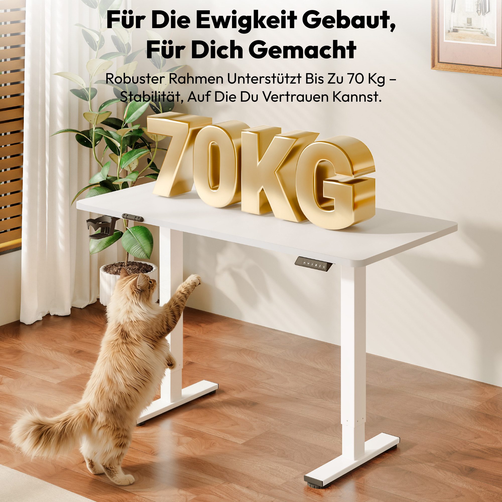 SANODESK Schreibtisch Elektrisch höhenverstellbarer Schreibtisch (inkl. vielseitigem Zubehör, 2-Fach-Teleskop mit Memory-Steuerung & Anti-kollisionssystem), sch – Bild 4 von 5