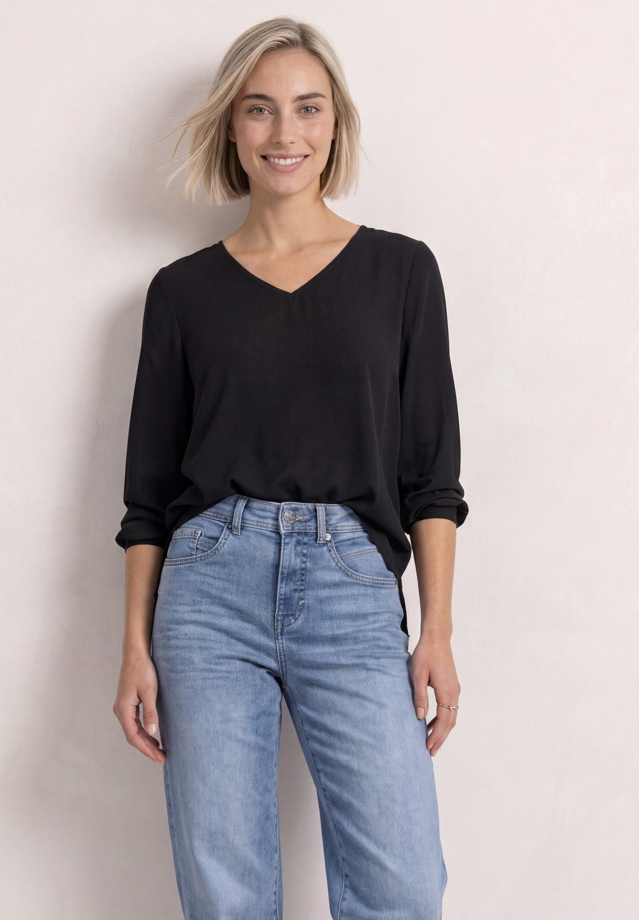 STREET ONE Langarmshirt mit Chiffon-Layer