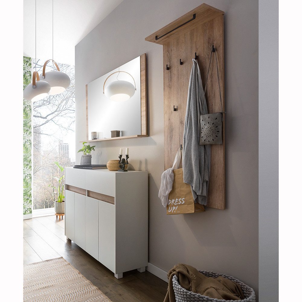 Lomadox Garderoben-Set CORATO-80, (Spar-Set, 3-St), weiß mit Blende in Wild günstig online kaufen