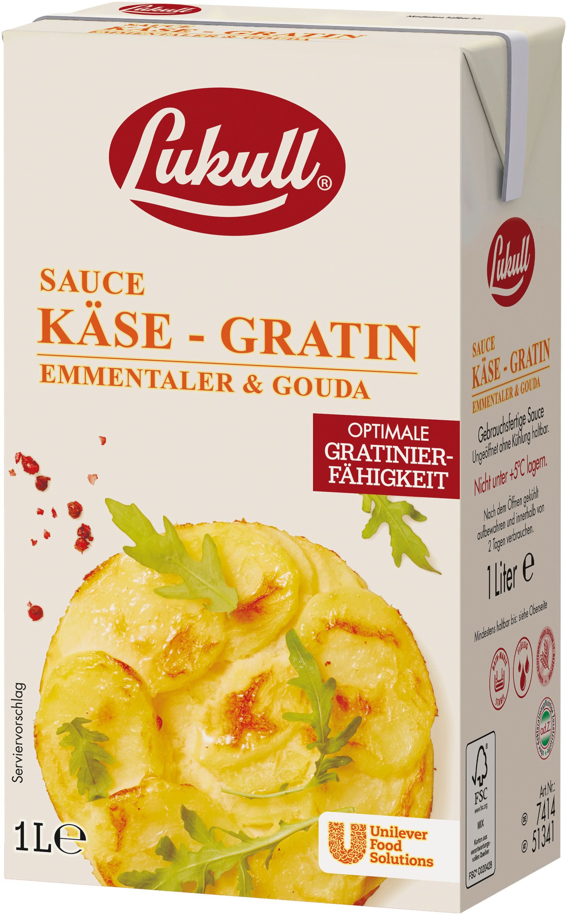 Lukull Saucen, Lukull Kaese Gratin Sauce cremige Ofensauce mit Kaesegeschmack 1000ml