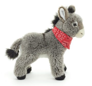 Uni-Toys Kuscheltier Esel mit Halstuch, stehend - 30 cm (Höhe) - Plüsch-Esel - Plüschtier, zu 100 % recyceltes Füllmaterial