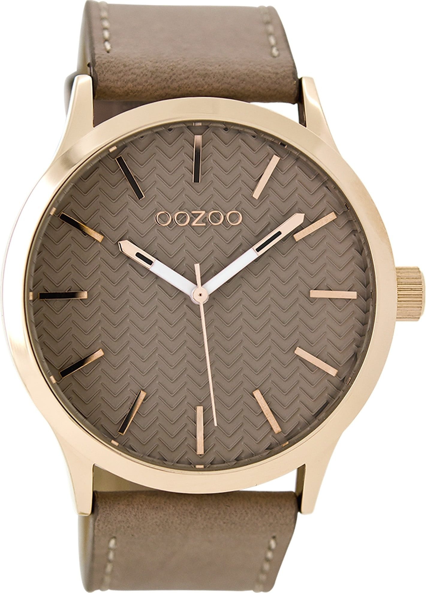 OOZOO Quarzuhr Oozoo Damen Uhr Casual matt Leder, (Analoguhr), Damenuhr rund, groß (ca. 45mm) Lederarmband, Casual-Style