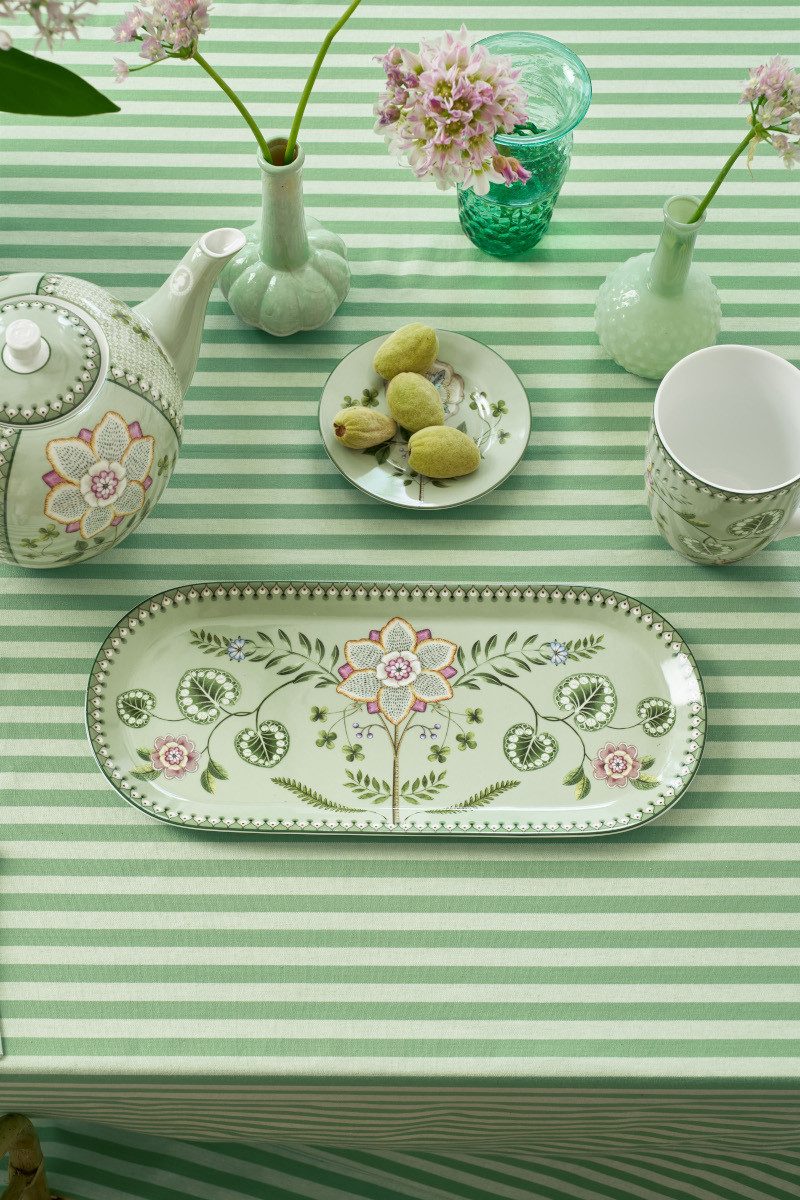 PiP Studio Servierplatte Lily&Lotus Light Green Kuchenplatte 33,3x15,5cm, Porzellan, (Platten)
