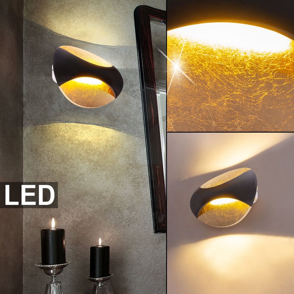 LED Wand Lampen Wohn Schlaf Zimmer Raum Beleuchtung Flur Leuchten Schwarz/Gold LED Wand Lampen Wohn Schlaf Zimmer Raum Beleuchtung Flur Leuchten Schwarz/Gold