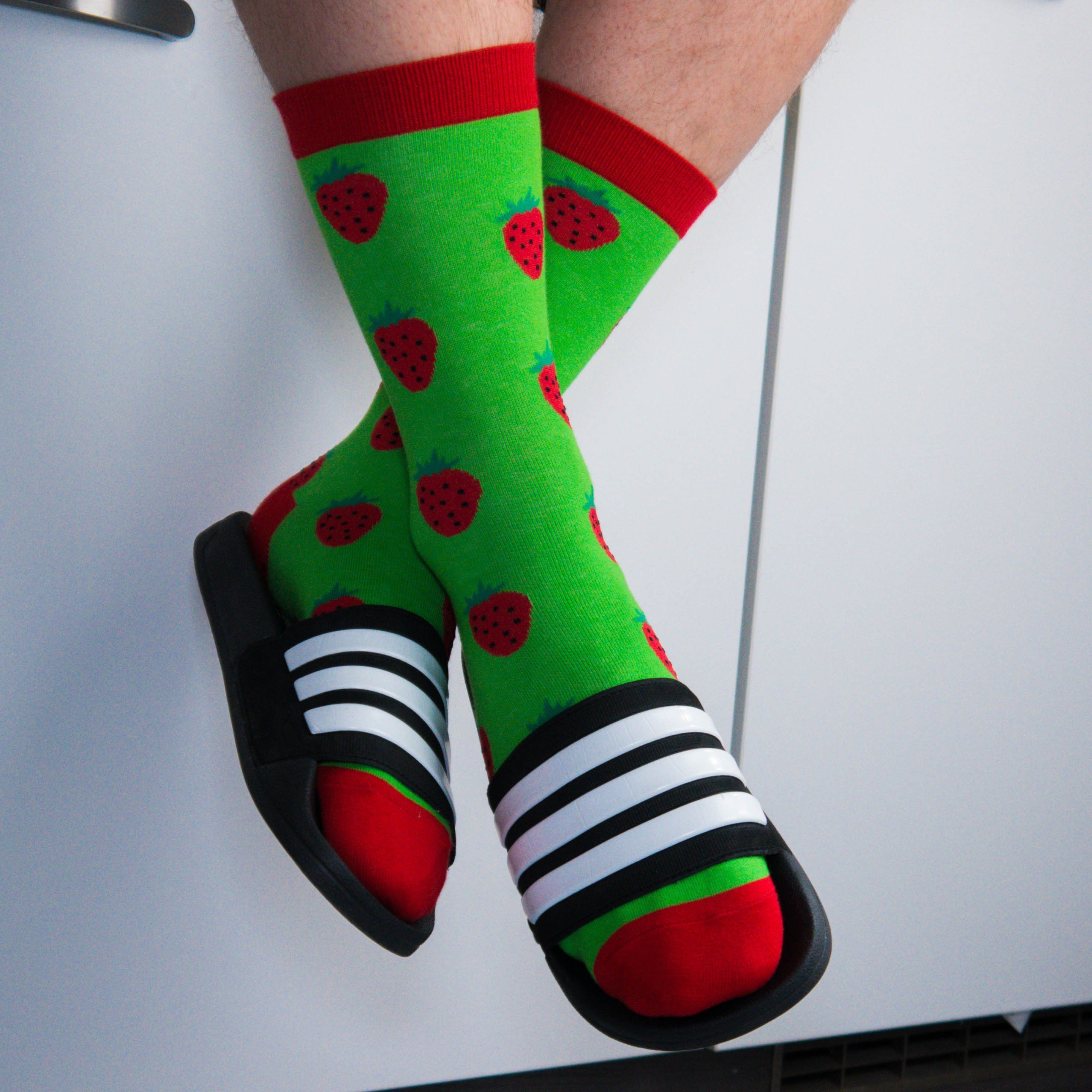 TwoSocks Freizeitsocken Erdbeer Socken lustige Socken Herren & Damen, Einheitsgröße